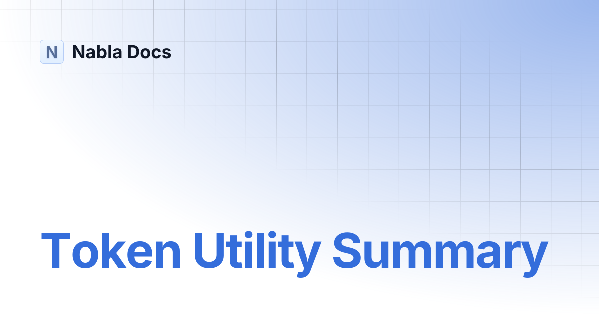Token Utility Summary | Nabla Docs